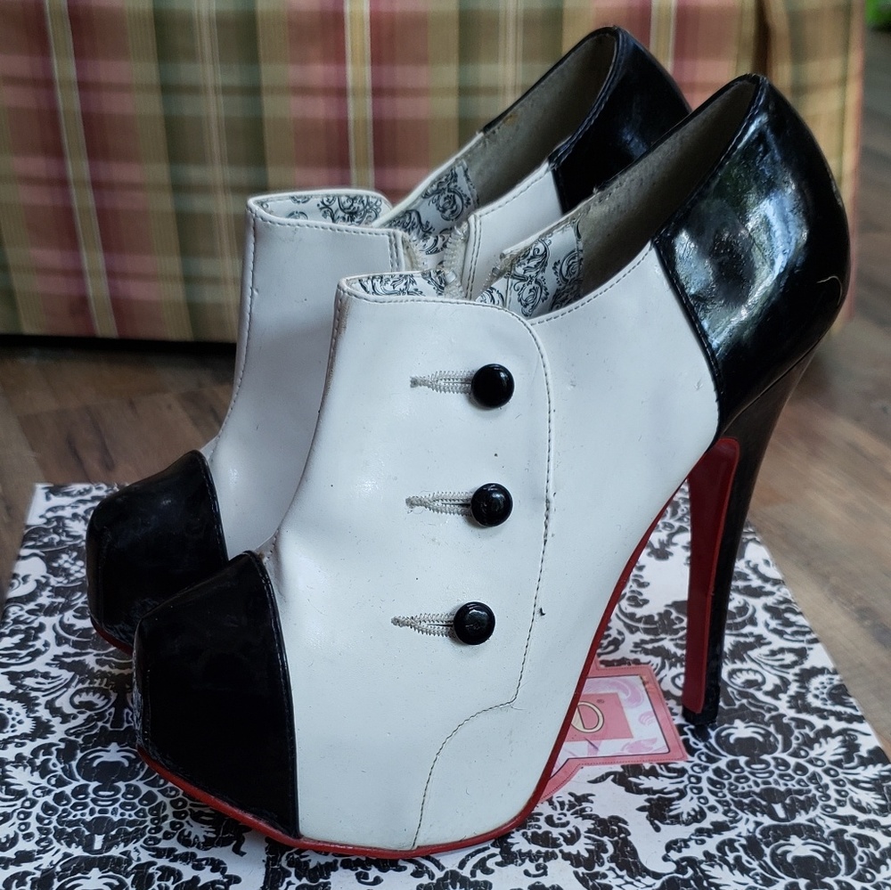 Black and white bordello shoes